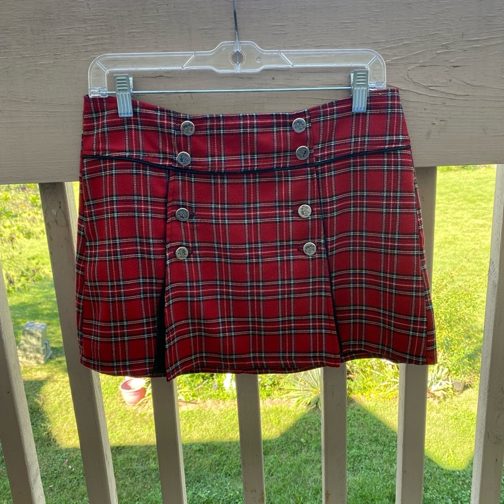 Lip service Red Plaid Button-Front Skirt